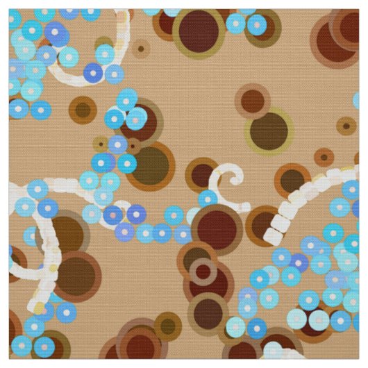 Moderne Abstracte Confetti Print, Aqua en Brown Stof (Swatch)