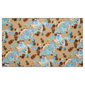 Moderne Abstracte Confetti Print, Aqua en Brown Stof (Fat Quarter)