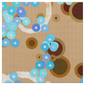 Moderne Abstracte Confetti Print, Aqua en Brown Stof (Close Up)