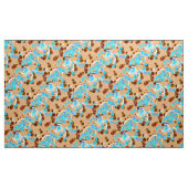 Moderne Abstracte Confetti Print, Aqua en Brown Stof (Yard (91,4 cm))