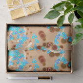 Moderne Abstracte Confetti Print, Aqua en Brown Tissuepapier (Geschenk)