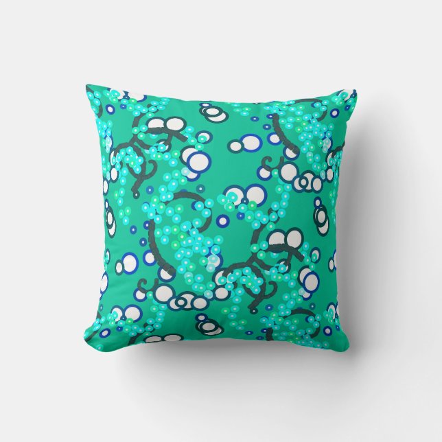Moderne Abstracte Confetti print, Turquoise Kussen (Voorkant)