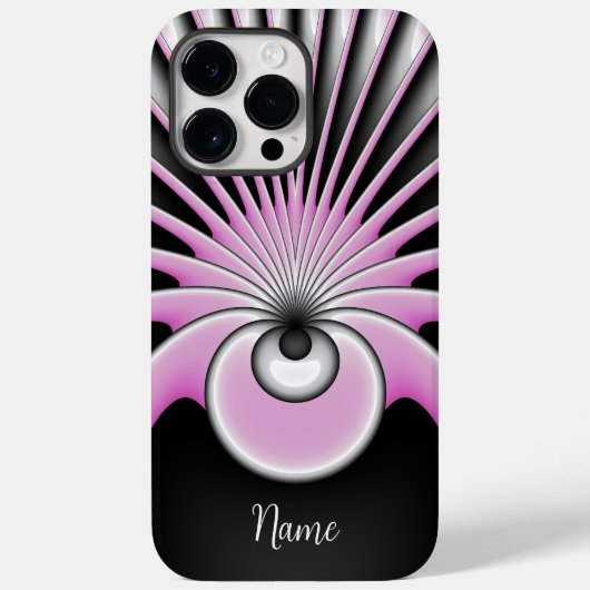 Moderne Abstracte Crazy Fractal Art Patroon Naam Case-Mate iPhone Case (Achterkant)
