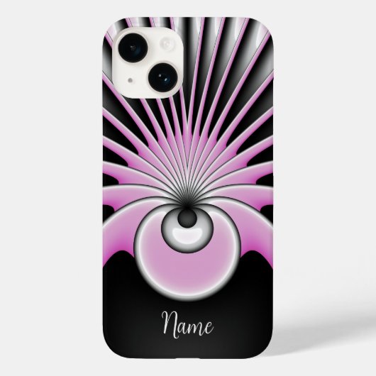 Moderne Abstracte Crazy Fractal Art Patroon Naam Case-Mate iPhone Case (Achterkant)