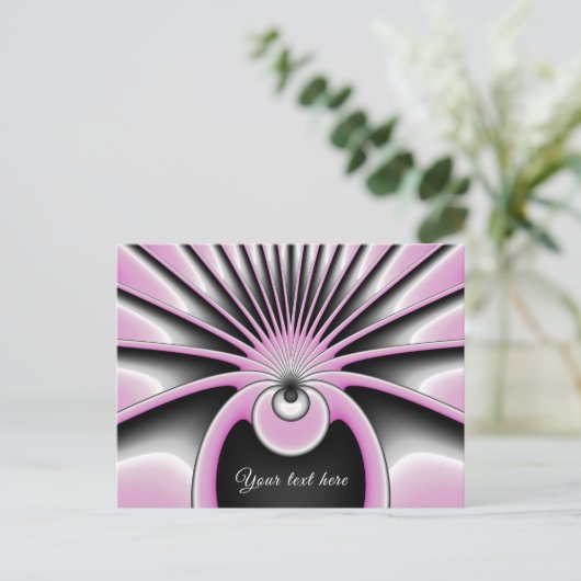 Moderne Abstracte Crazy Fractal Art Patroon Tekst Briefkaart (Staand voorkant)