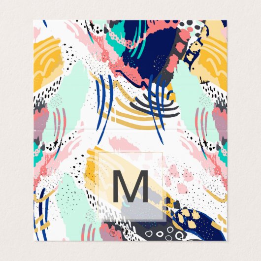 Moderne abstracte, creatieve penseelstreken visitekaartje (Buitenkant ongevouwen)