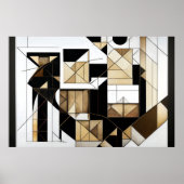 Moderne Abstracte Cubistische Geometrie Goud Poster (Voorkant)
