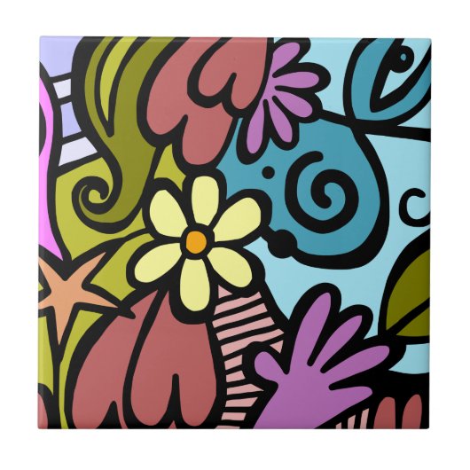 Moderne Abstracte Cubistische kunst Tegeltje (Voorkant)