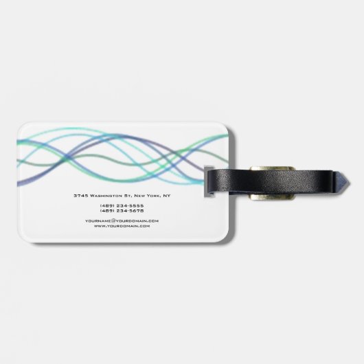 Moderne Abstracte curven Modern Style Trendy Bagagelabel (Achterkant horizontaal)