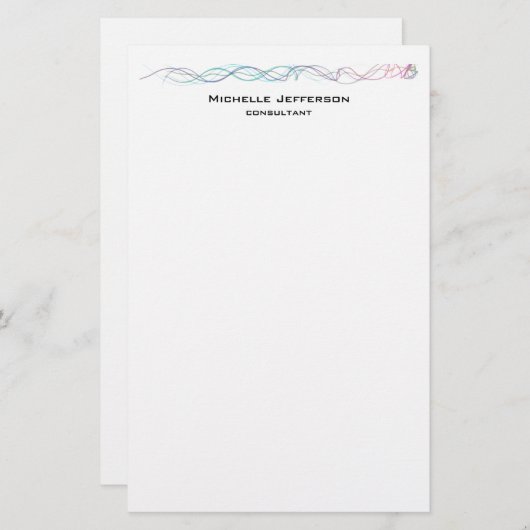 Moderne Abstracte curven Modern Style Trendy Briefpapier (Voorkant / Achterkant)