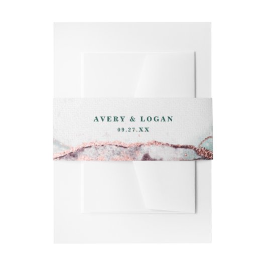 Moderne Abstracte Dark Emerald Green bruiloft Uitnodigingen Wikkel (Voorkant Voorbeeld)