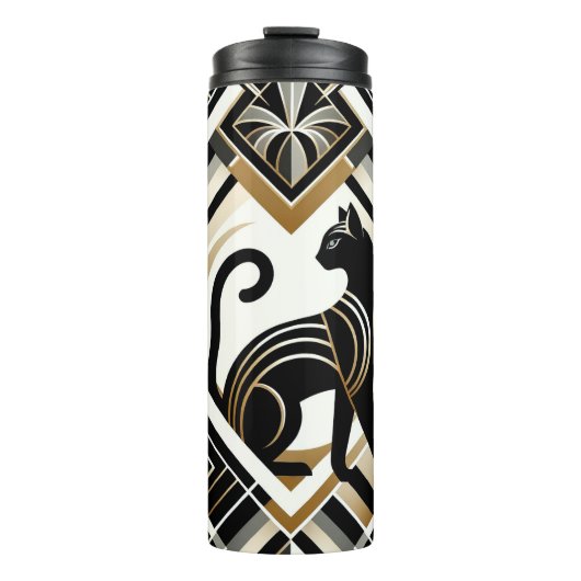 Moderne Abstracte Decoratieve Cat Thermische Tumbl Thermosbeker (Voorkant)