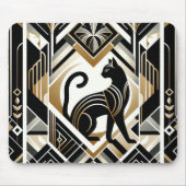 Moderne Abstracte decoratieve zwarte kat mousepad Muismat (Voorkant)