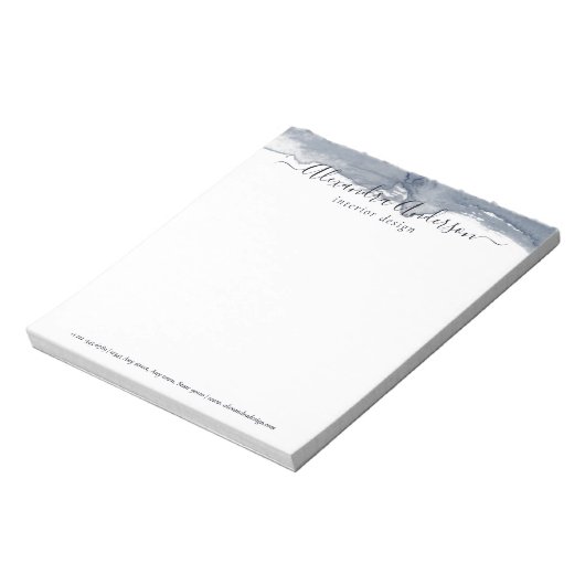 Moderne Abstracte Deep Grey Waterverf kalligrafie Notitieblok (Linkerzijde)