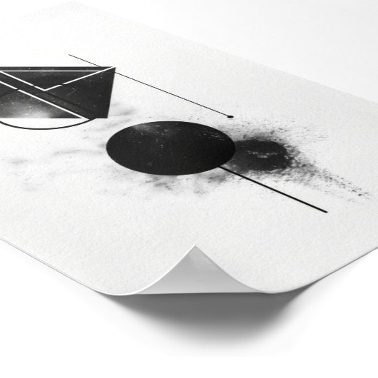 Moderne Abstracte digitale kunst in zwart-wit Poster (Hoek)