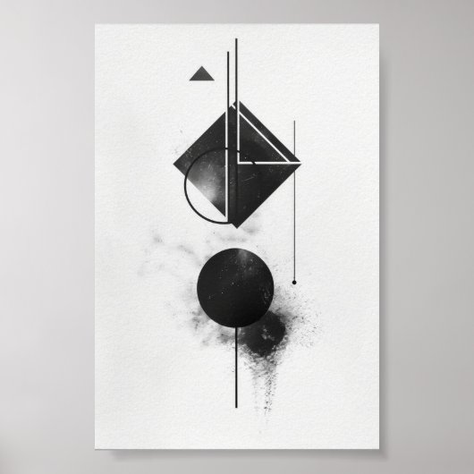 Moderne Abstracte digitale kunst in zwart-wit Poster (Voorkant)
