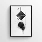 Moderne Abstracte digitale kunst in zwart-wit Poster