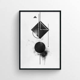 Moderne Abstracte digitale kunst in zwart-wit Poster