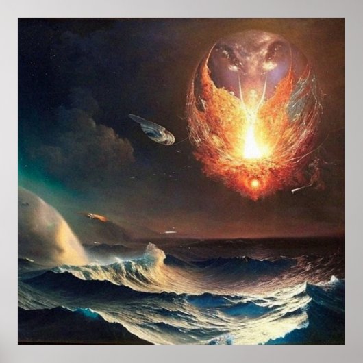 Moderne Abstracte digitale tekenverlichting Poster (Voorkant)