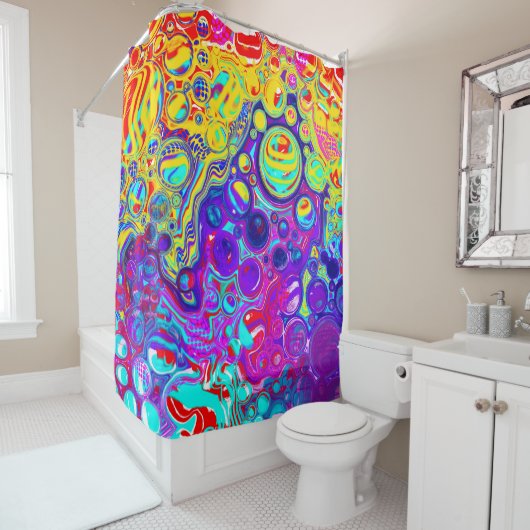 Moderne Abstracte digitale vloeiende kunst Douchegordijn (In situ)