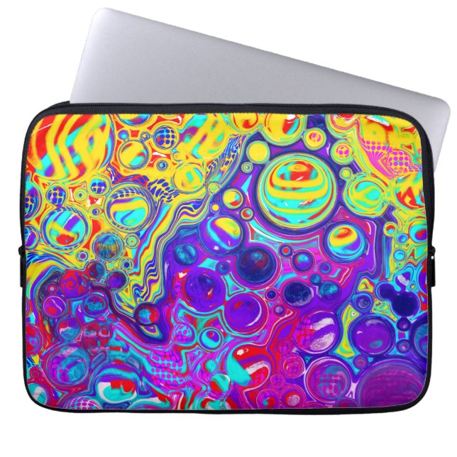 Moderne Abstracte digitale vloeistof Laptop Sleeve (Voorkant)