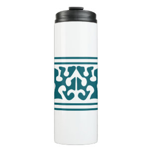 Moderne abstracte donker turquoise vorm kunst thermosbeker