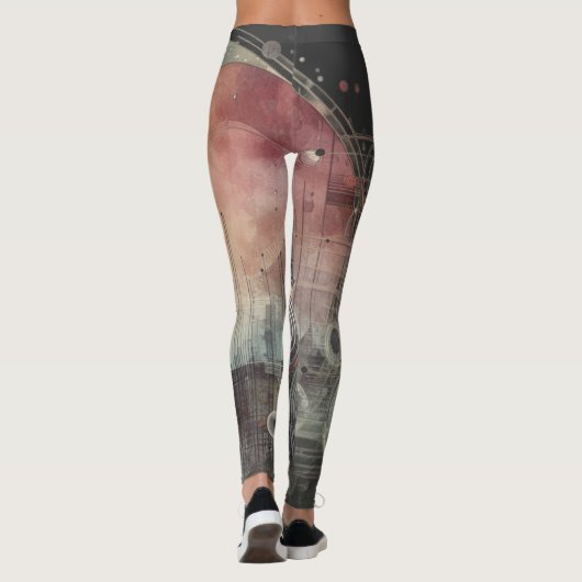 Moderne Abstracte Donkere Melkweg Aquarel Kunst  Leggings (Achterkant)