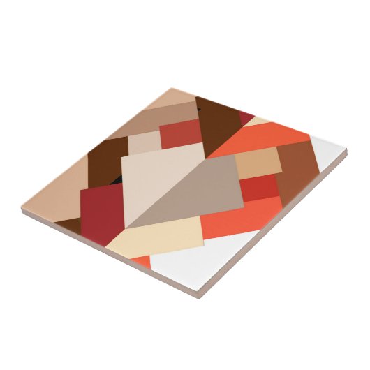 Moderne Abstracte driehoeken, bruin, buisje en Sin Tegeltje (Zijkant)