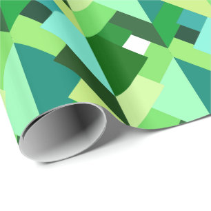 Moderne Abstracte driehoeken, Emerald Green en Aqu Cadeaupapier
