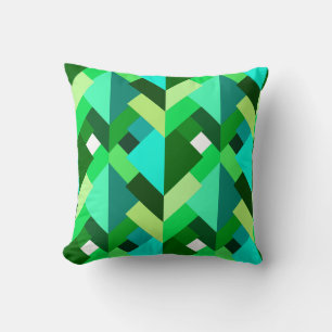 Moderne Abstracte driehoeken, Emerald Green en Aqu Kussen