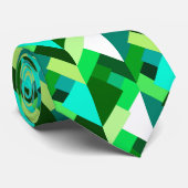 Moderne Abstracte driehoeken, Emerald Green en Aqu Stropdas (Opgerold)