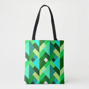 Moderne Abstracte driehoeken, Emerald Green en Aqu Tote Bag