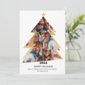 Moderne abstracte driehoeken foto's kerstboom feestdagenkaart (Staand voorkant)