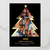 Moderne abstracte driehoeken foto's kerstboom folie feestdagenkaart (Voorkant)