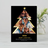 Moderne abstracte driehoeken foto's kerstboom folie feestdagenkaart (Staand Voorkant)