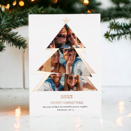 Moderne abstracte driehoeken foto's kerstboom folie feestdagenkaart