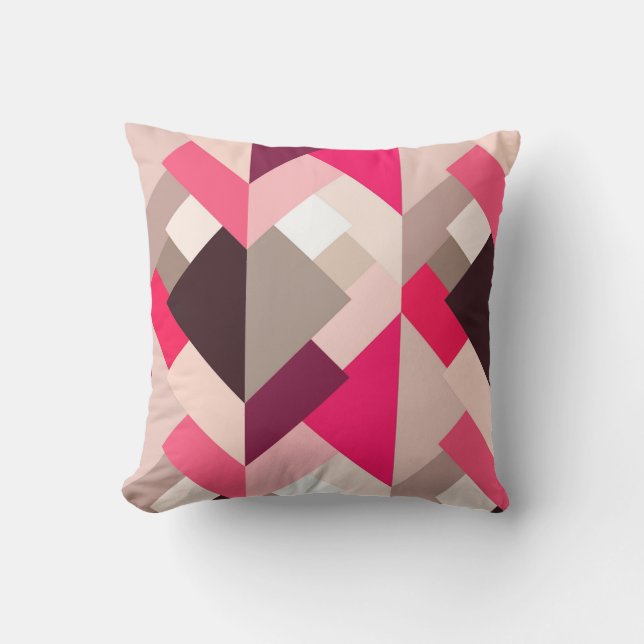 Moderne Abstracte driehoeken, Fuchsia Pink en Grey Buitenkussen (Voorkant)