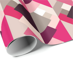 Moderne Abstracte driehoeken, Fuchsia Pink en Grey Cadeaupapier
