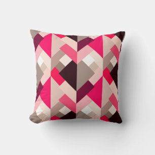 Moderne Abstracte driehoeken, Fuchsia Pink en Grey Kussen