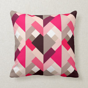 Moderne Abstracte driehoeken, Fuchsia Pink en Grey Kussen