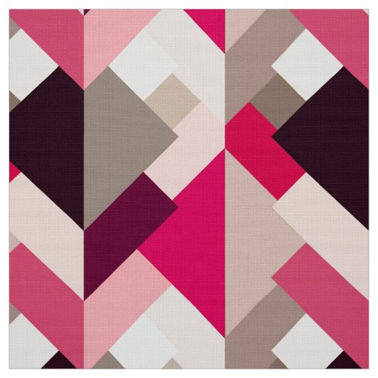 Moderne Abstracte driehoeken, Fuchsia Pink en Grey Stof (Swatch)