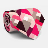 Moderne Abstracte driehoeken, Fuchsia Pink en Grey Stropdas (Opgerold)