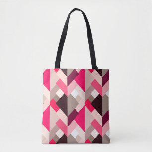 Moderne Abstracte driehoeken, Fuchsia Pink en Grey Tote Bag