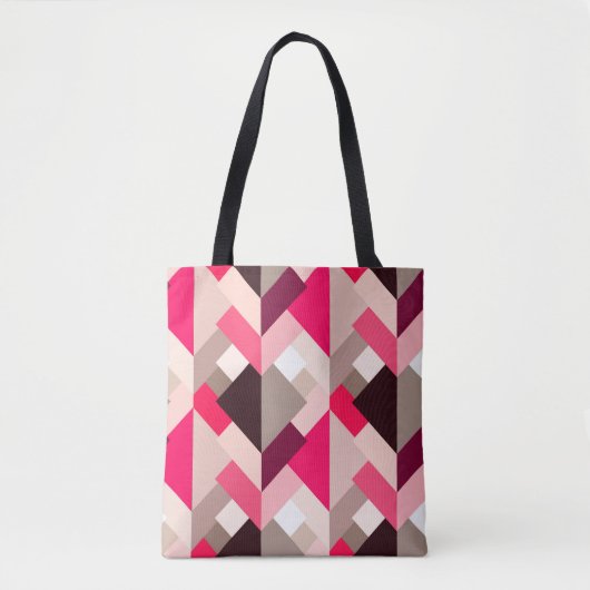 Moderne Abstracte driehoeken, Fuchsia Pink en Grey Tote Bag (Voorkant)