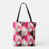 Moderne Abstracte driehoeken, Fuchsia Pink en Grey Tote Bag (Achterkant)