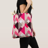 Moderne Abstracte driehoeken, Fuchsia Pink en Grey Tote Bag (Dichtbij)