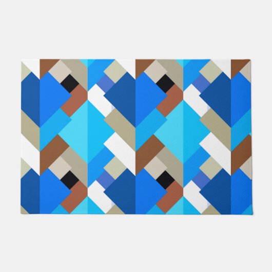 Moderne Abstracte driehoeken, kobalt blauw en brui Deurmat (Voorkant)