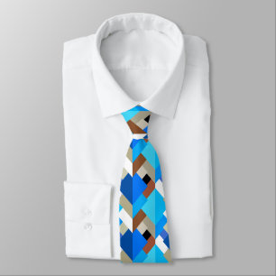 Moderne Abstracte driehoeken, kobalt blauw en brui Stropdas