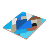 Moderne Abstracte driehoeken, kobalt blauw en brui Tegeltje (Zijkant)