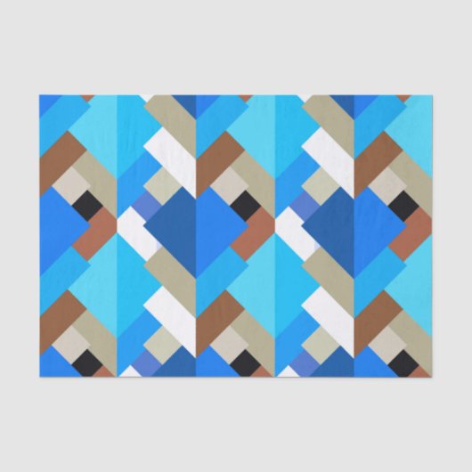 Moderne Abstracte driehoeken, kobalt blauw en brui Tissuepapier (Voorkant)